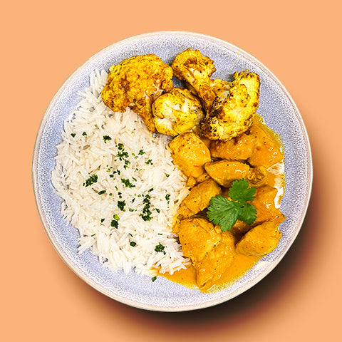 Coconut Chicken Marsala with Extraordinary Basmati Rice and Curry Cauliflower